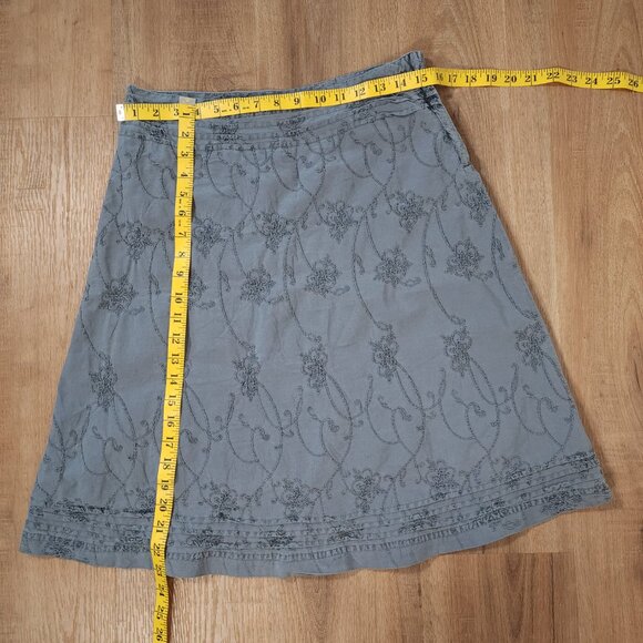 Vintage Suzy Shier Embroidered Blue Grey Skirt Knee Length Whimsigoth Sz 5/6 S - Picture 3 of 7